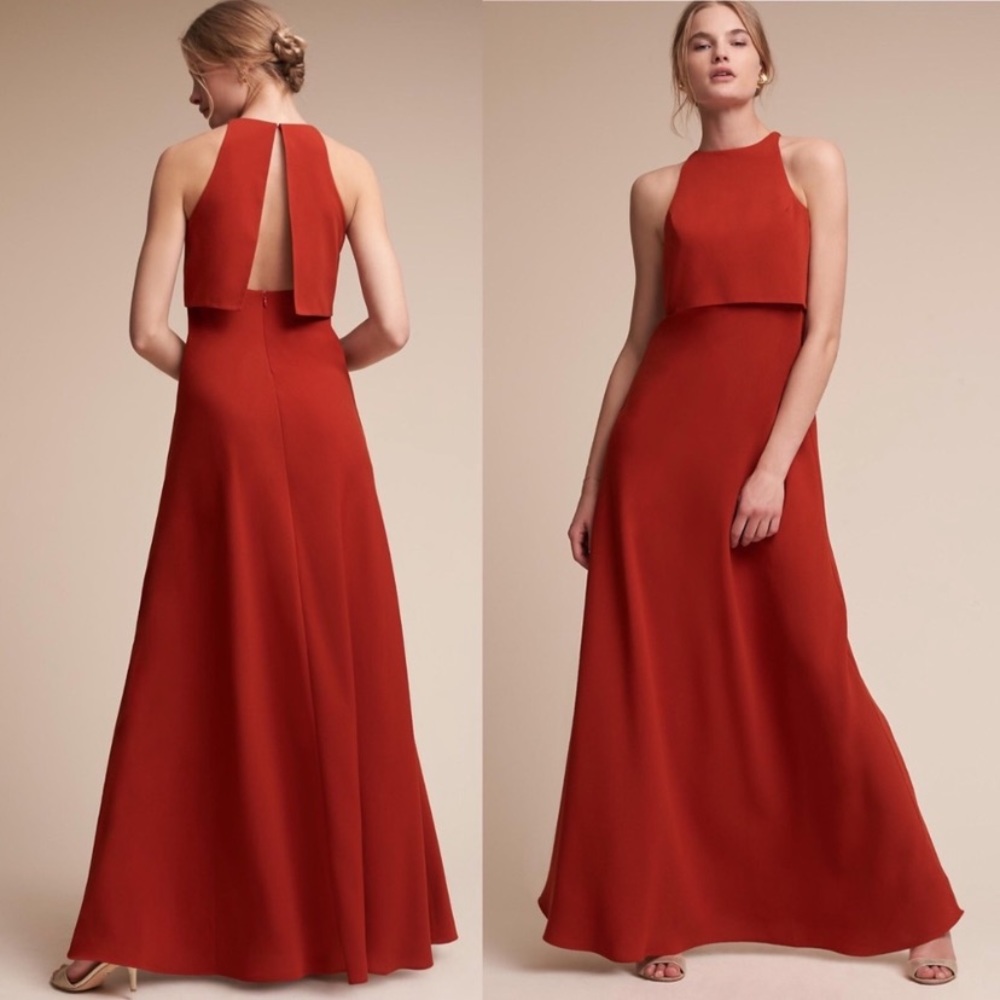 Jill Stuart Iva Crepe Maxi Gown Red